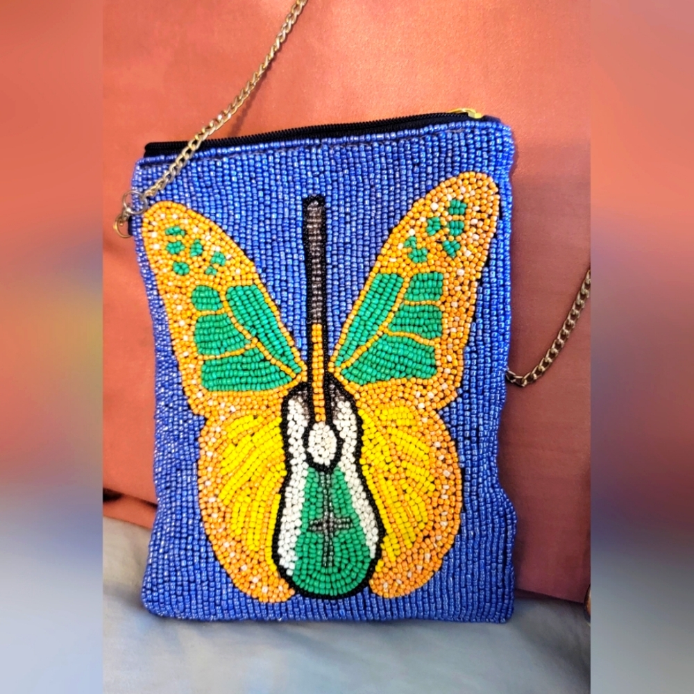 Beaded blue bag